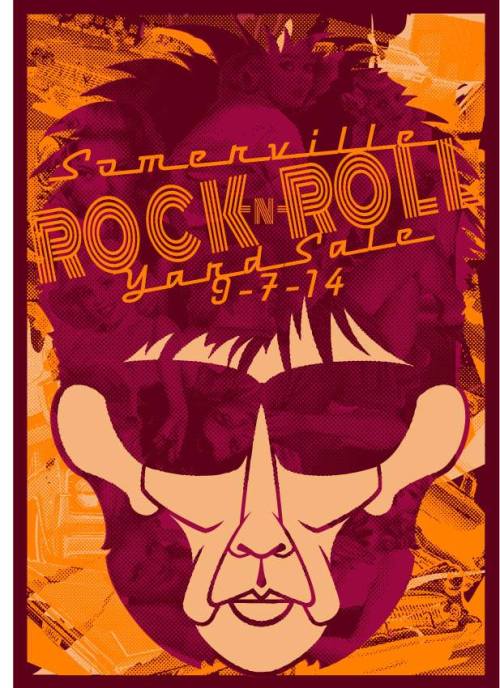 Sunday 7th September 2014 Somerville Rock And Roll Yard Sale Ric Ocasek of the Cars Poster Design by Swampyankee Uncle Pete