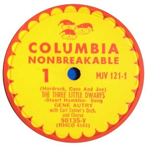 get gene autry the three little dwarfs 78rpm christmas record with picture sleeve from what cheer in providence (label)