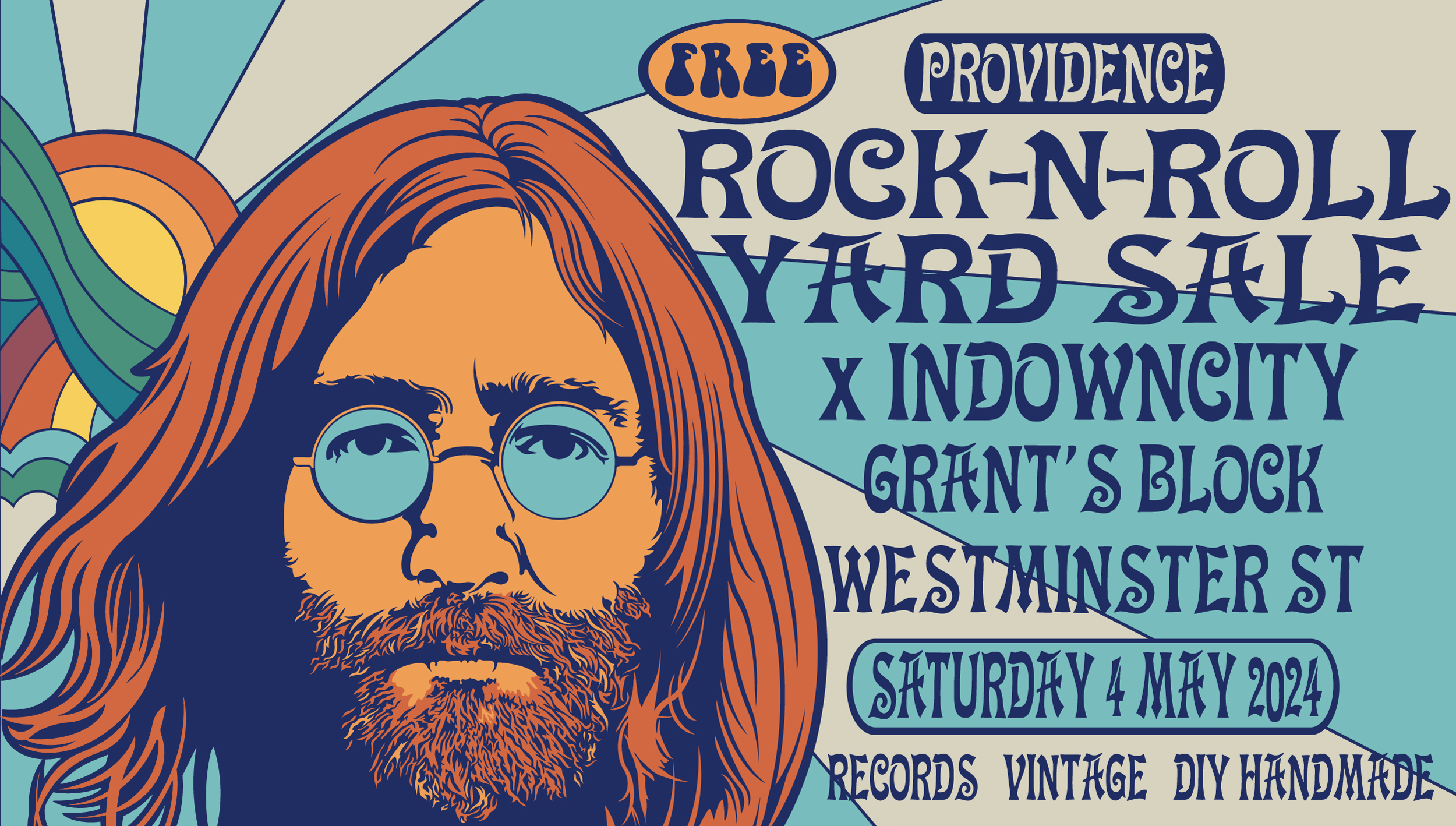 the 2024 providence rock and roll yard sale image of john lennon by swamp yankee pete macphee